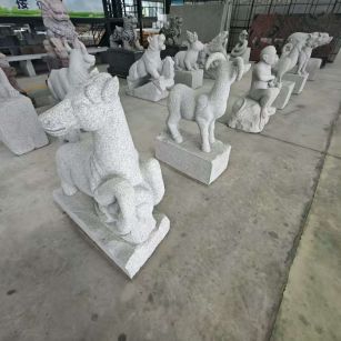 石家庄芝麻白雕刻 十二生肖 异形雕刻
