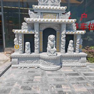 石家庄芝麻白中国黑石材套墓 花岗岩墓碑